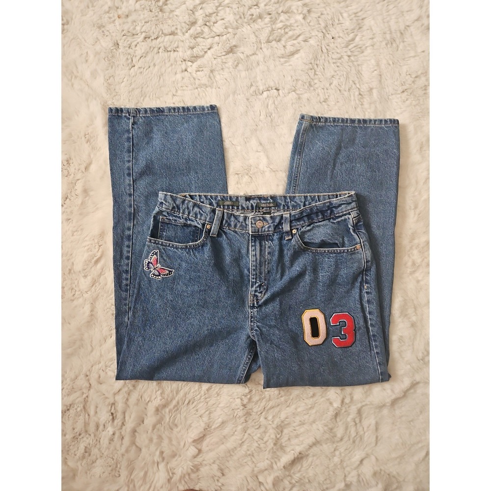 Wild Fable Dad Jeans 12 High‎ Waisted Wide Leg Patch Butterfly Y2K Aesthetic